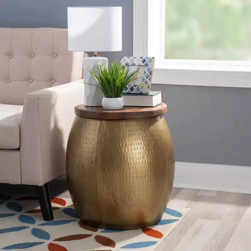 Beaton Drum Side Table with Storage - Powell Company