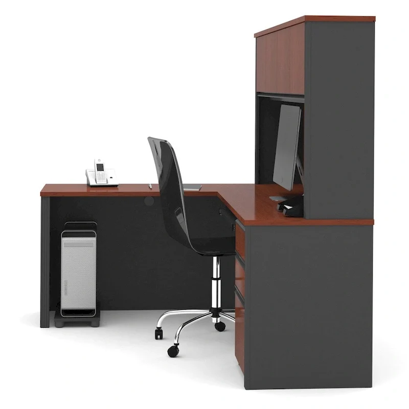 Prestige Plus L-shaped Workstation Desk with Hutch