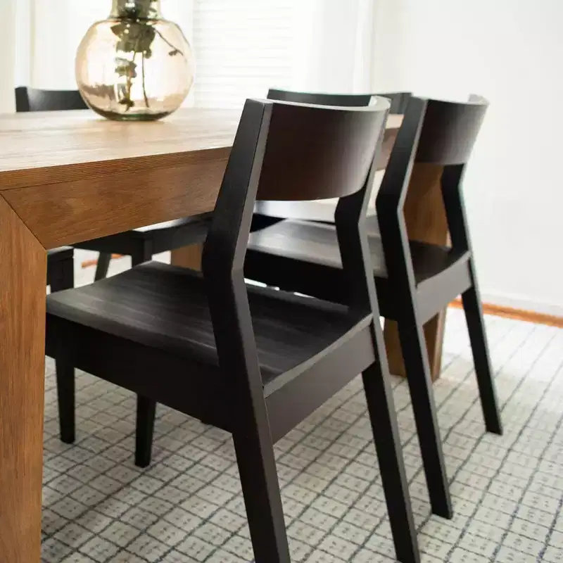 Plank+Beam Modern Dining Chair Set of 4, Solid Wood Chairs for Kitchen, Office, Living Room