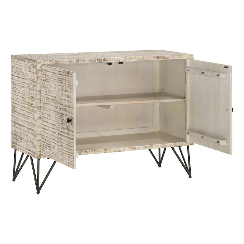 Komomo White Washed 1-Adjustable Shelf Accent Cabinet