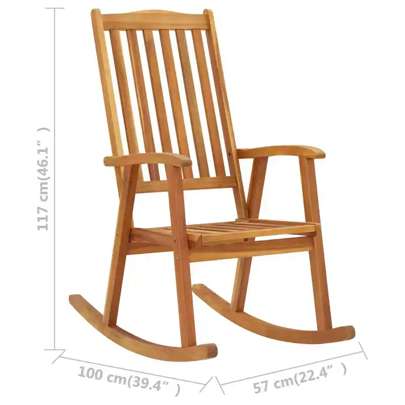 vidaXL Rocking Chair Brown Solid Acacia Wood Large Durable