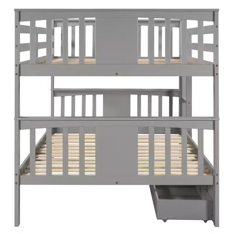 Luxystar Modern Full over Full Bunk Bed with 2 Drawers