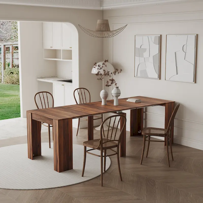 2 in 1 Multifunctional Extendable Console Table Dining Table for 4-8 People with 5 Different Size