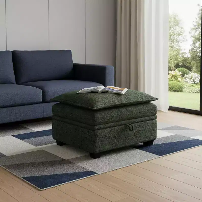 30 and Black Chenille Storage Ottoman