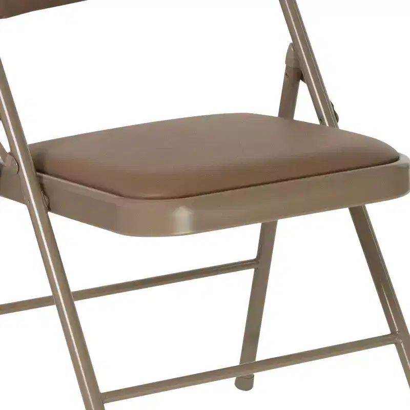 Beige / Gray Padded Vinyl Folding Chair – Set of 2