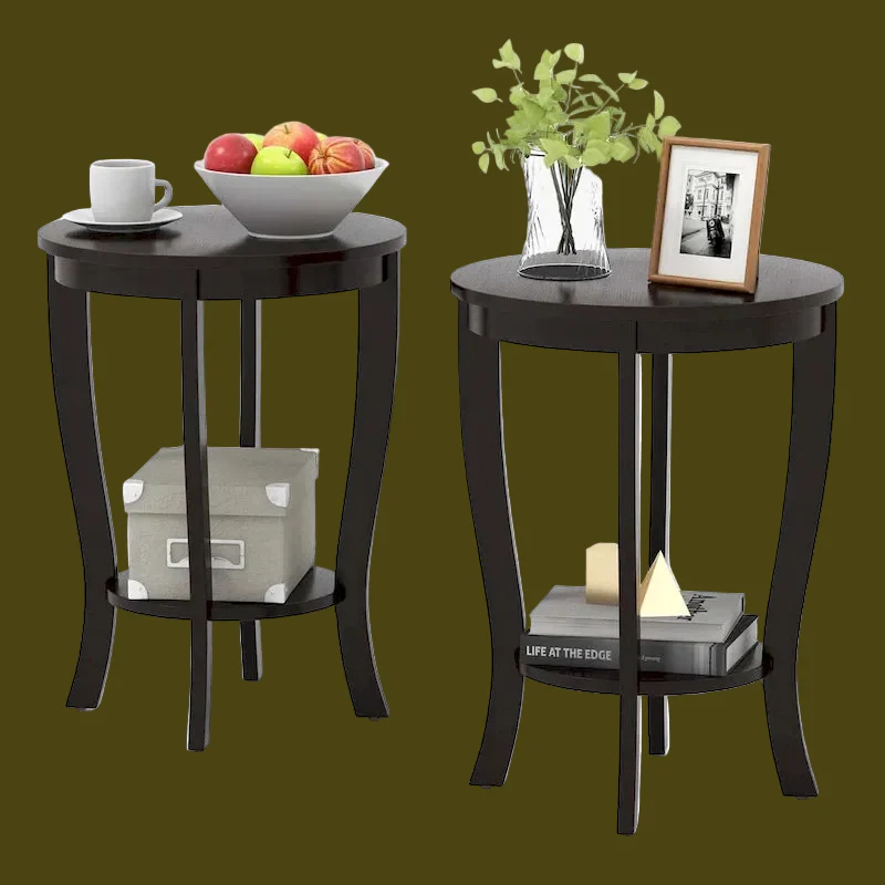 2-Tier Round Side Table Set of 2, 18