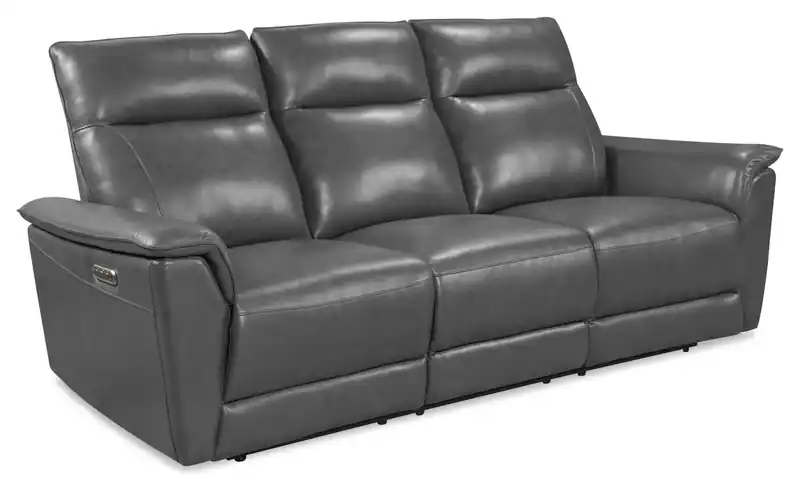 84.25 Genuine Leather Power Reclining Sofa with Power Headrests