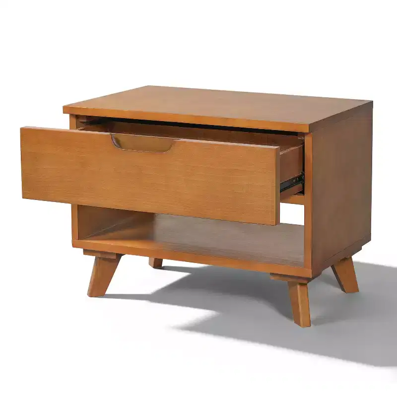 Christopher Knight Home Vasilisa Mid-Century Modern Rubberwood Nightstand with 1 Drawer and 1 Open Shelf