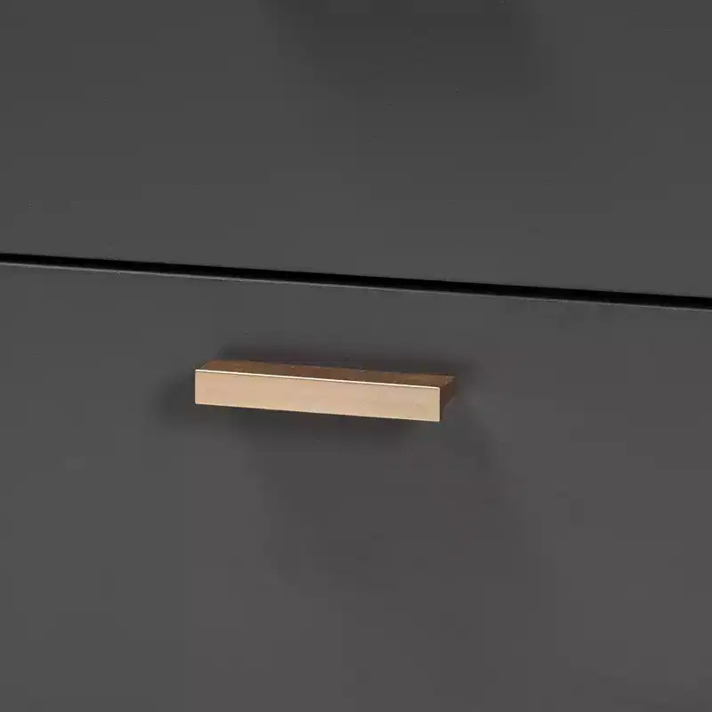 Kelson Wood 2 Drawer Nightstand Dark Gray/Gold - Baxton Studio: Modern Bedside Furniture, Gold-Tone Legs