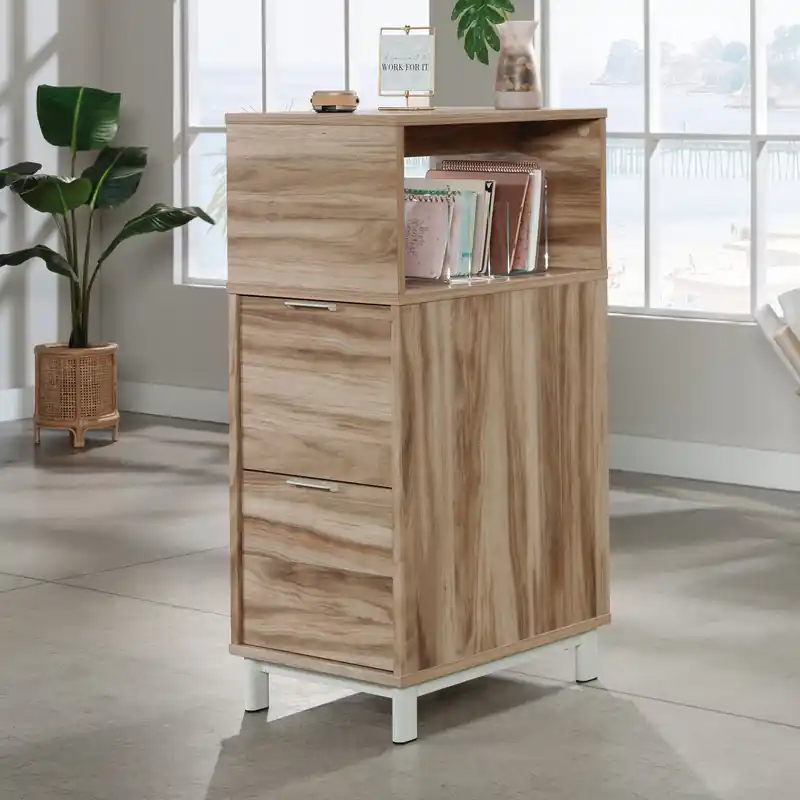 15.75 Commercial Grade File Towwr with 2-Drawers & Cubby - Natural Wood
