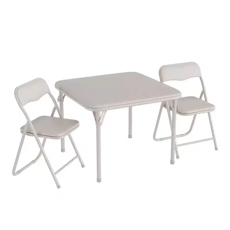 Folding Table and 2 Chairs with PU Upholstered - Perfect for Eating, Reading, and Playing