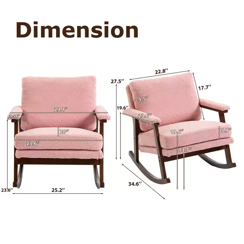 GDFStudio Ellowyn Mid Century Modern Wood Upholstered Accent Rocking Chair