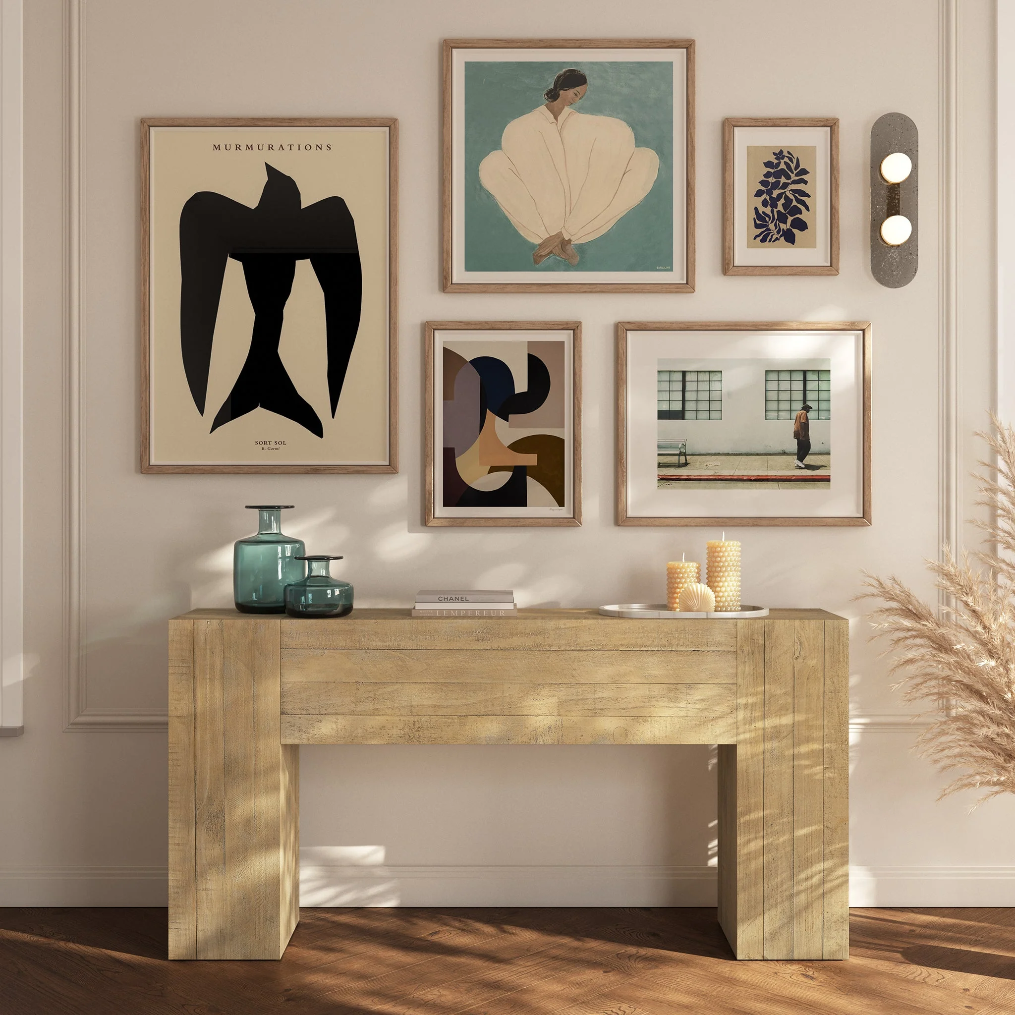 Modern Natural Console Table for Entryway or Living Room