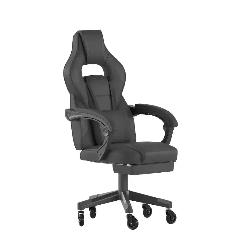 Flash Furniture X40 Gaming Chair Racing Computer Chair with Fully Reclining Back/Arms and Transparent Roller Wheels, Slide-Out Footrest