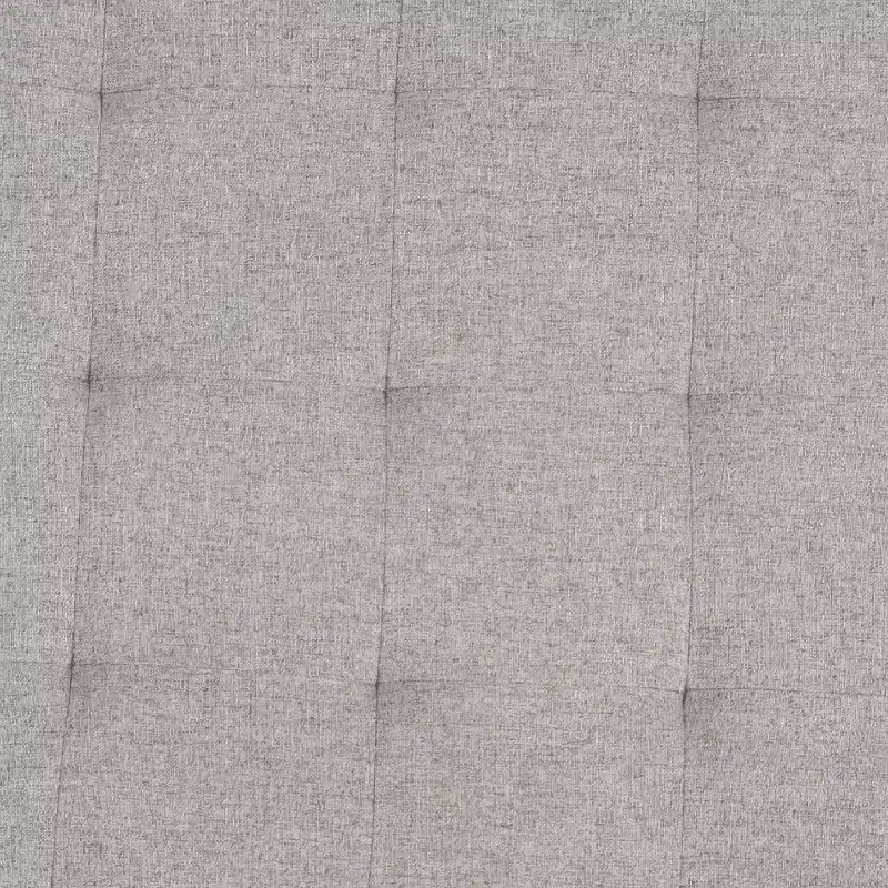 34 Round Cotton Linen Tufted Ottoman with Metal Frame