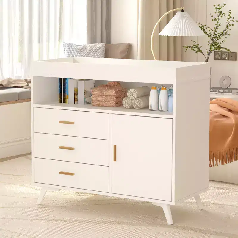 3-Drawer Baby Changing Table Dresser with Removable Changing Pad, Nursery Dresser with Changing Top, Storage and Organization for Infant Essentials