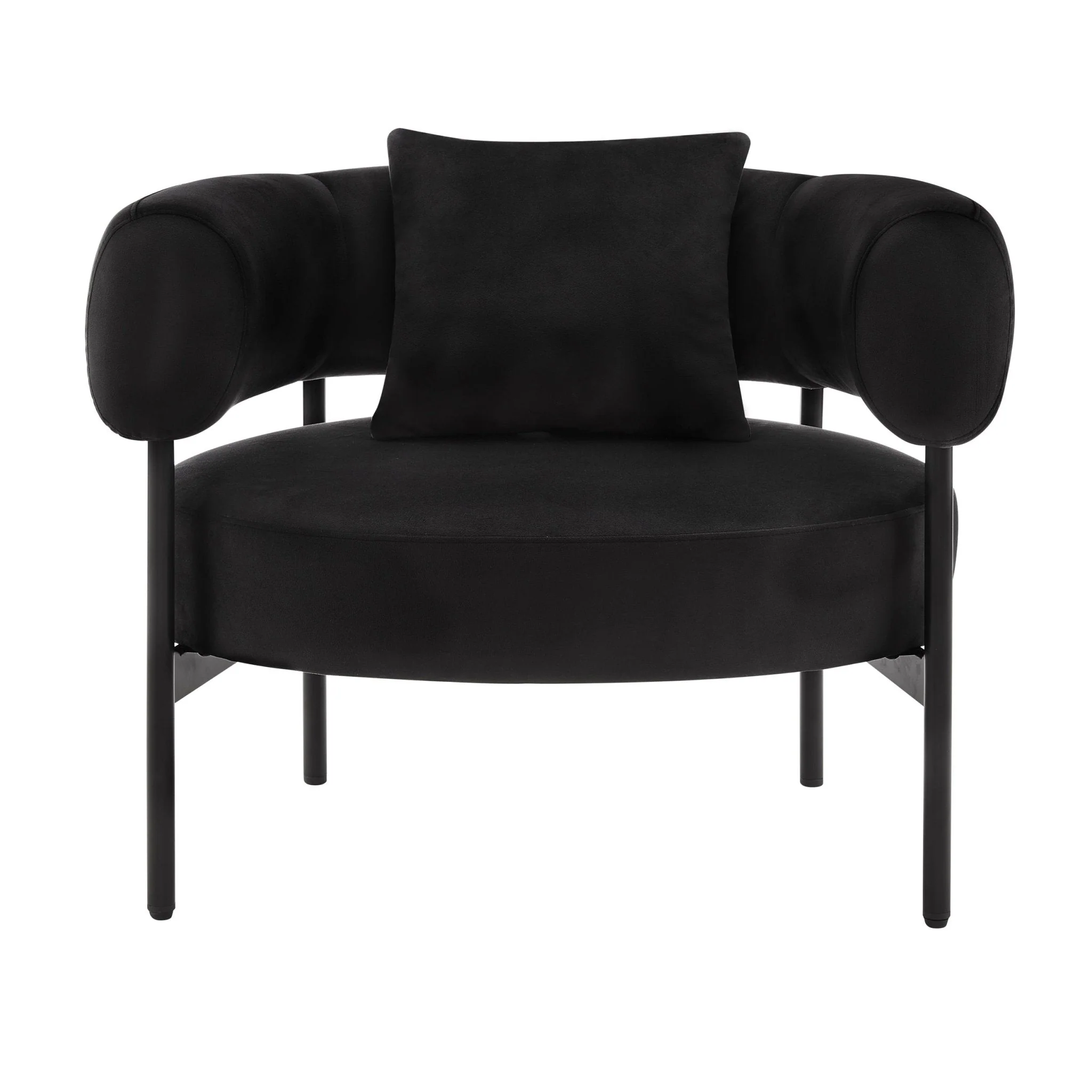 Contemporary Ink Velvet Accent Chair with Curved Back for Living Room