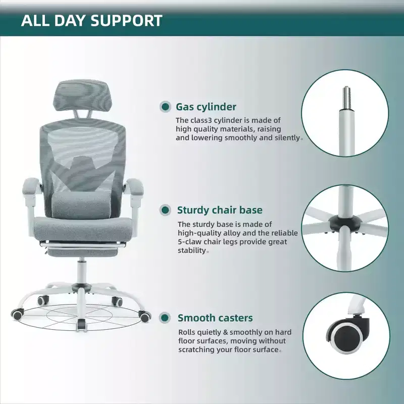 MAYEERTY 360 Swivel Office Chair Height Adjustable Pneumatic Seat 275 Lbs Weight Capacity