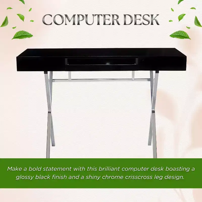 Kings Brand Furniture Logan Home Office Desk With Drawers Keyboard Tray And XLeg Frame  Computer Desk, Writing Desk, Office Desk