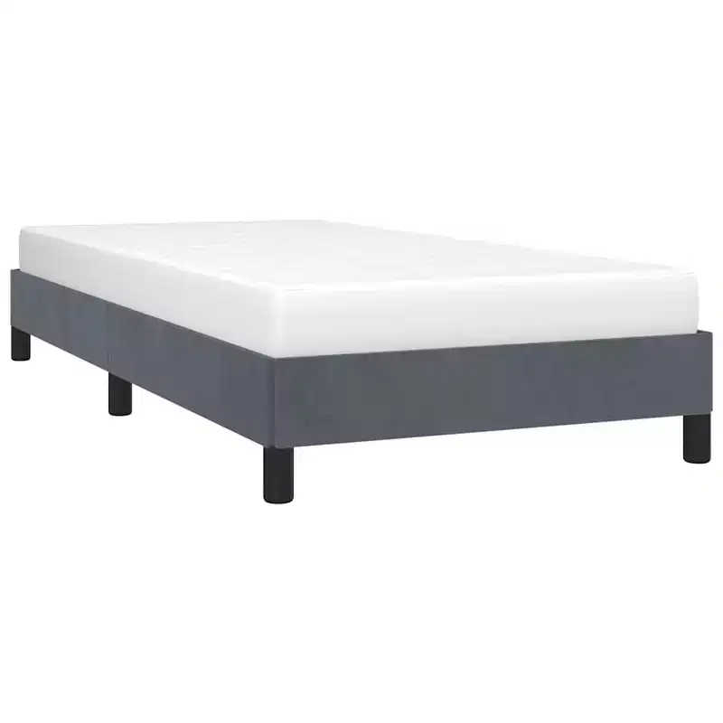 Bed Frame Dark gray Velvet (100% polyester), Plywood, Engineered wood