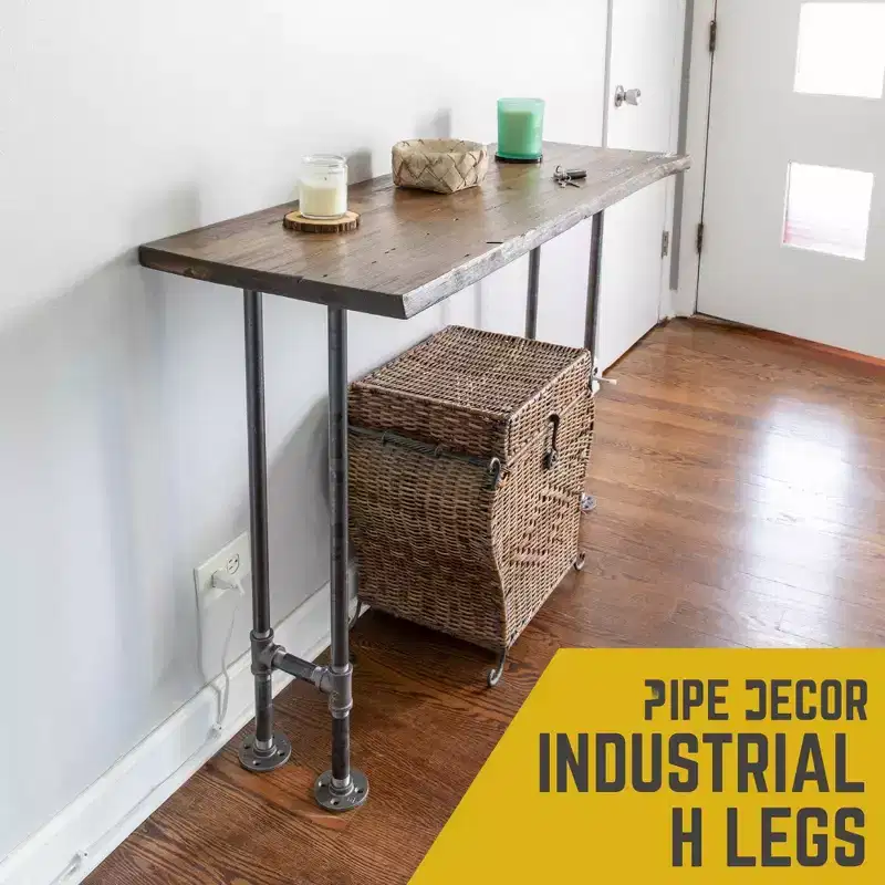 Pipe Decor 3/4 in. H Pipe Round Flange Console Table Legs-13.25 in. Wide