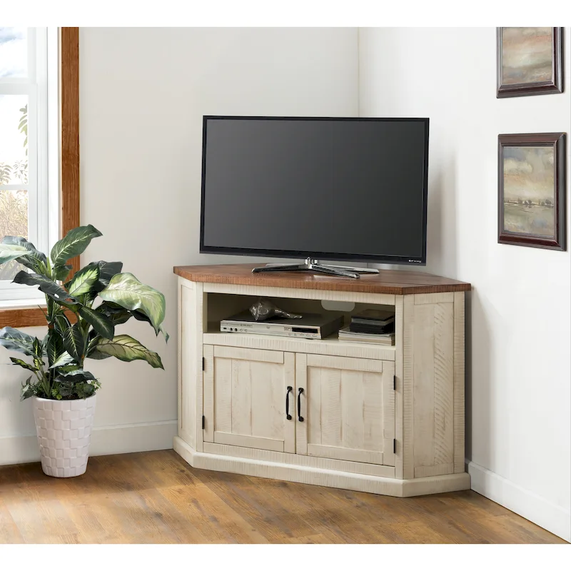 Rustic 50-inch Solid Wood Corner TV Stand