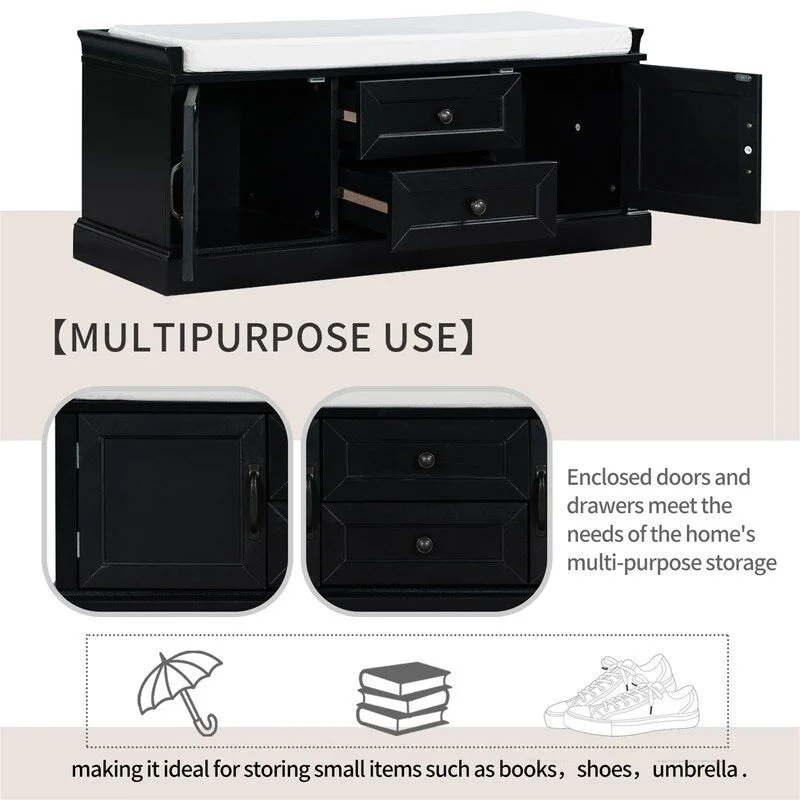Shoe stool, 2 drawers, 2, removable pads, living room locker, entrance