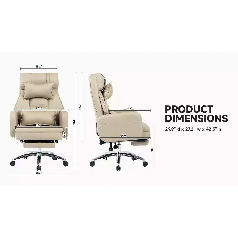 360° Swivel Ergonomic Recliner Office Chair with Footrest, Headrest & Lumbar Pillow, 400 lbs