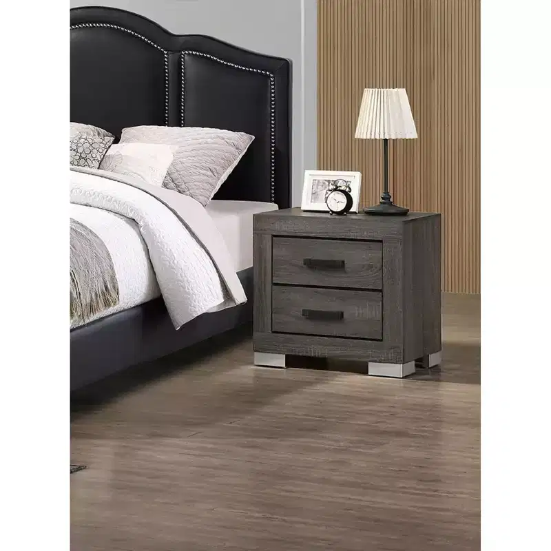 Bedroom Furniture Traditional Look Unique Wooden Nightstand Drawers Bed Side Table Grey