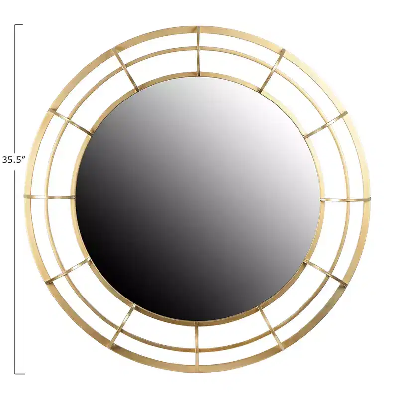 Round Wire Framed Wall Mirror, Gold