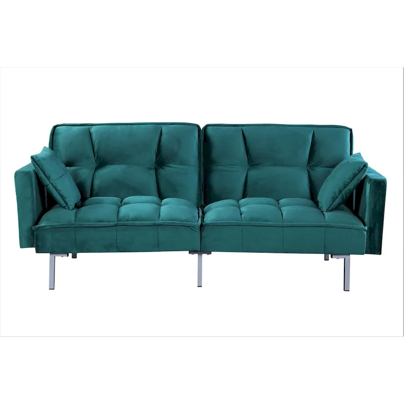 Bernal 75.6W Velvet Futon Sofa Bed Sleeper
