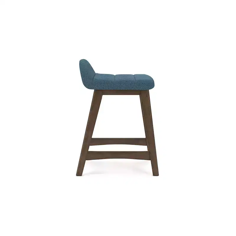 Signature Design by Ashley Lyncott Counter Height Upholstered Barstool with Foam Cushion, Set of 2, Blue