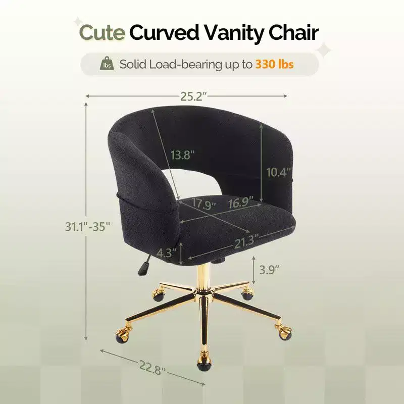 | 25.1 Inch Velvet Ring Backrest Swivel Office Chair