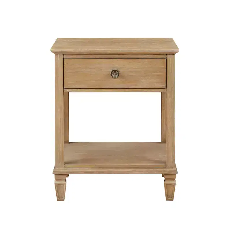 Victoria Nightstand Natural: Madison Park, Rubberwood Frame, Wood Veneer Surface, Transitional Style
