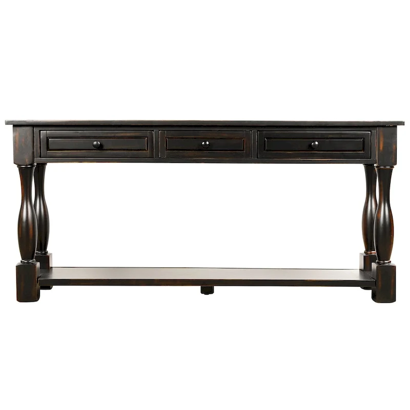 Nestfair 64 in. W Console Table with Drawers and Shelf
