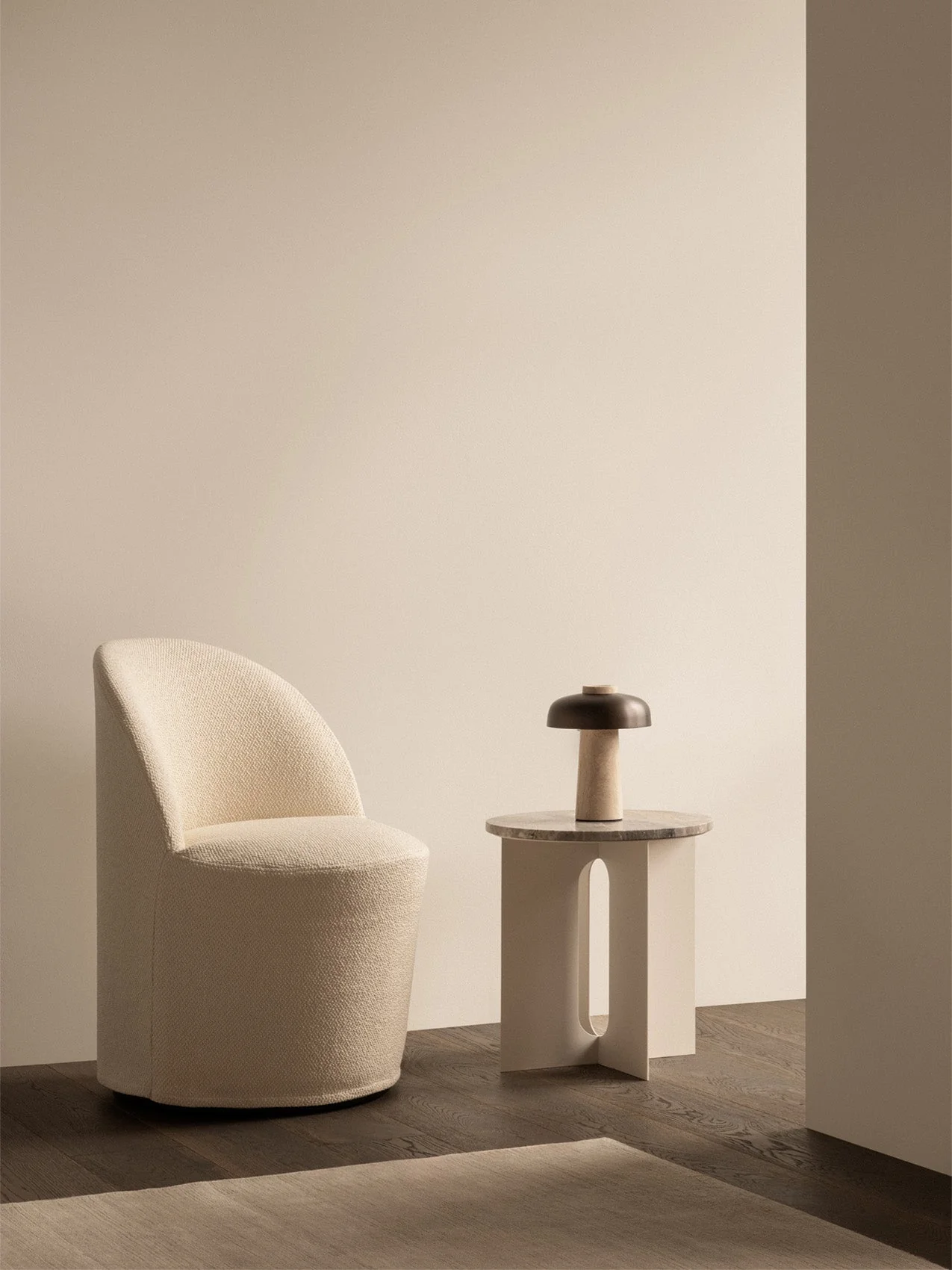 Contemporary Cotton-Wool Bouclé Club Swivel Chair with Washable Loose Cover for Living Room