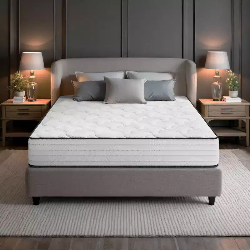 Hybrid Mattress Breathable Medium Cooling Memory Foam Bed-in-a-Box White