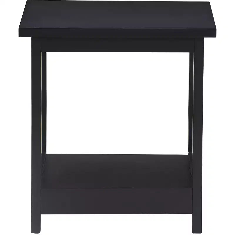 Modern Farmhouse Side Table Black with X-Lattice Sides and Bottom Shelf