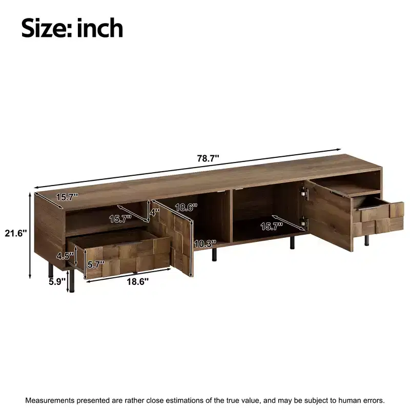 GDFStudio Amiri Mid Century Modern TV Stand with 2 Drawers and Cable Management