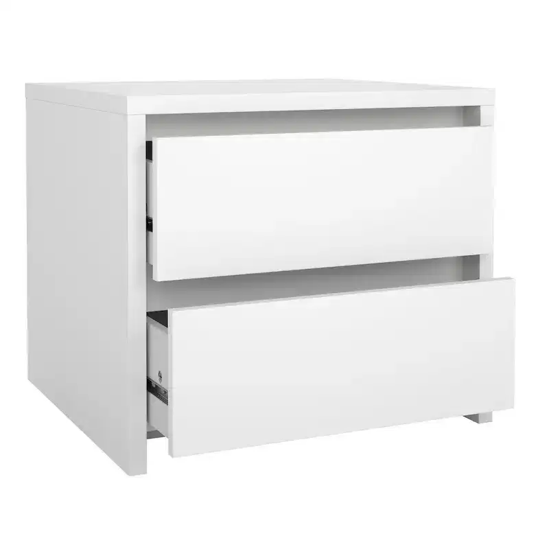 2-Drawer Nightstand, Jackson Hickory/White High Gloss & White, Single