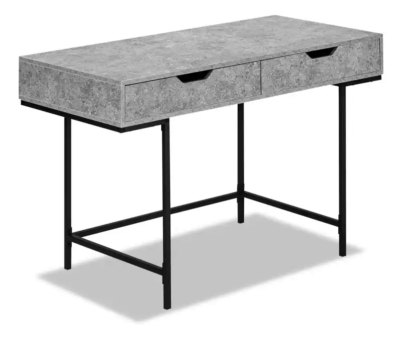 47.25 Office Desk with 2-Drawers - Grey Stone Look