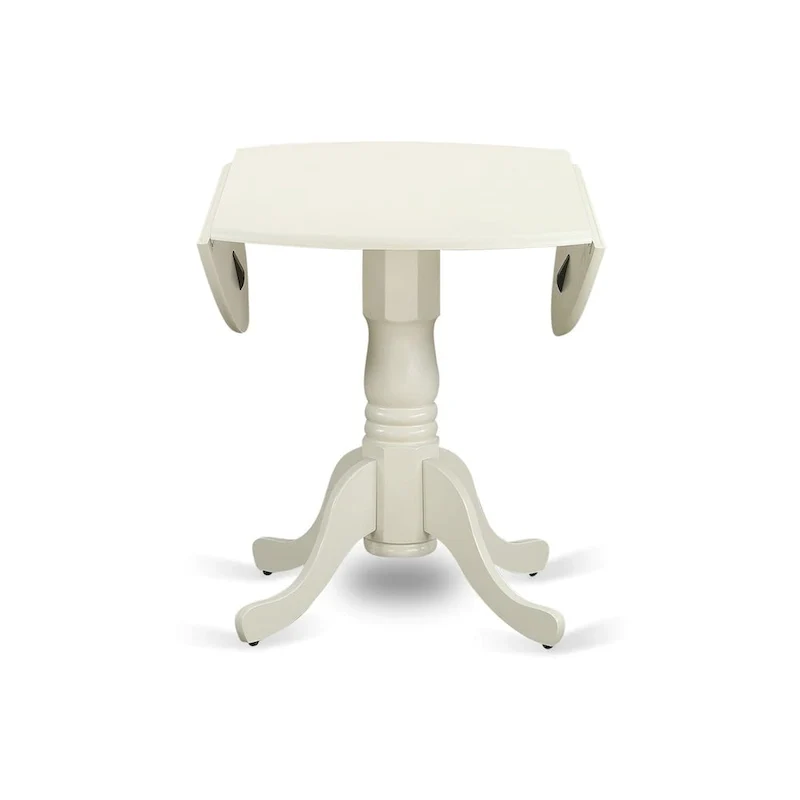 East West Furniture Dublin Kitchen Dining Table - a Round Wooden Table Top with Dropleaf & Pedestal Base, (Finish Options)