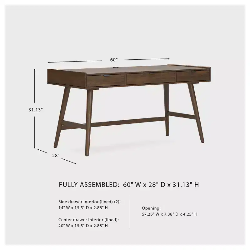 Signature Design by Ashley Lyncott 60 Mid-Century Home Office Desk, Brown