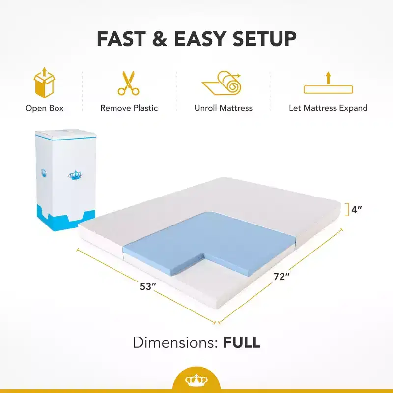 DynastyMattress 4-inch CoolBreeze Memory Foam Mattress Sleeper for Convertible Folding Sofa & Couch Beds Full Size Sofa Not Included - USA Made