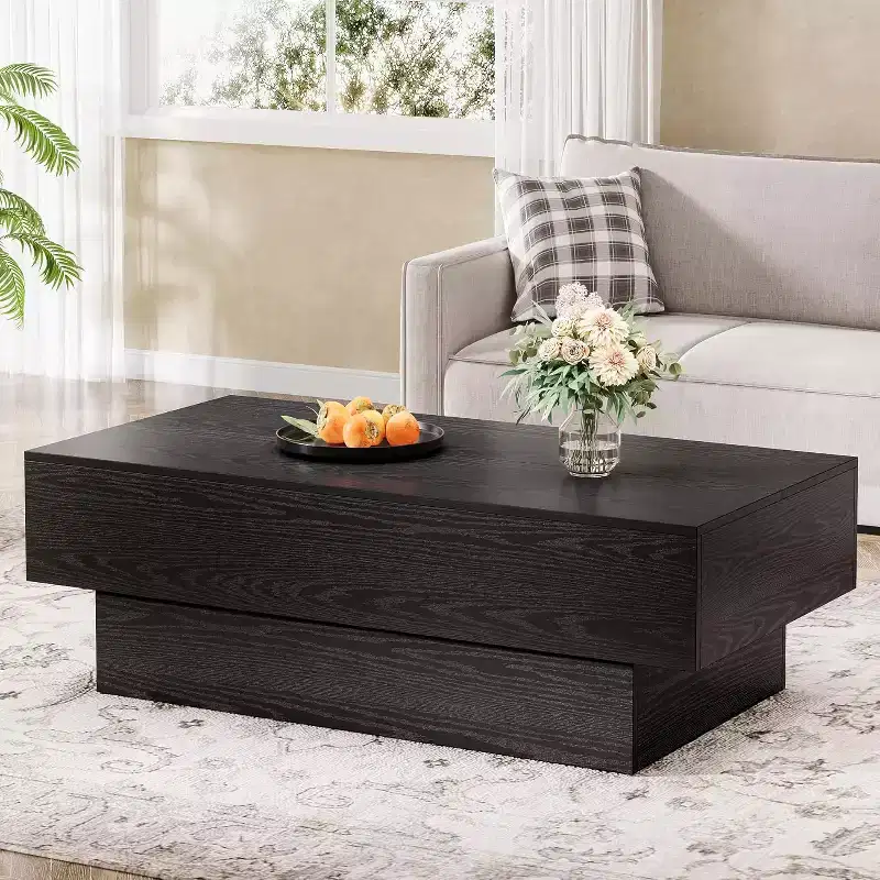 55-Inch Farmhouse Wood Coffee Table for Living Room, Office Reception Area
