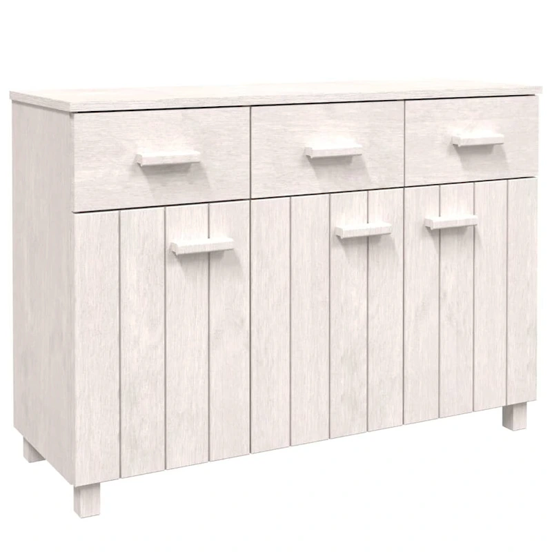 vidaXL Sideboard Bar Buffet Console Cabinet with Drawers HAMAR Solid Wood Pine - 44.5 x 15.7 x 31.5