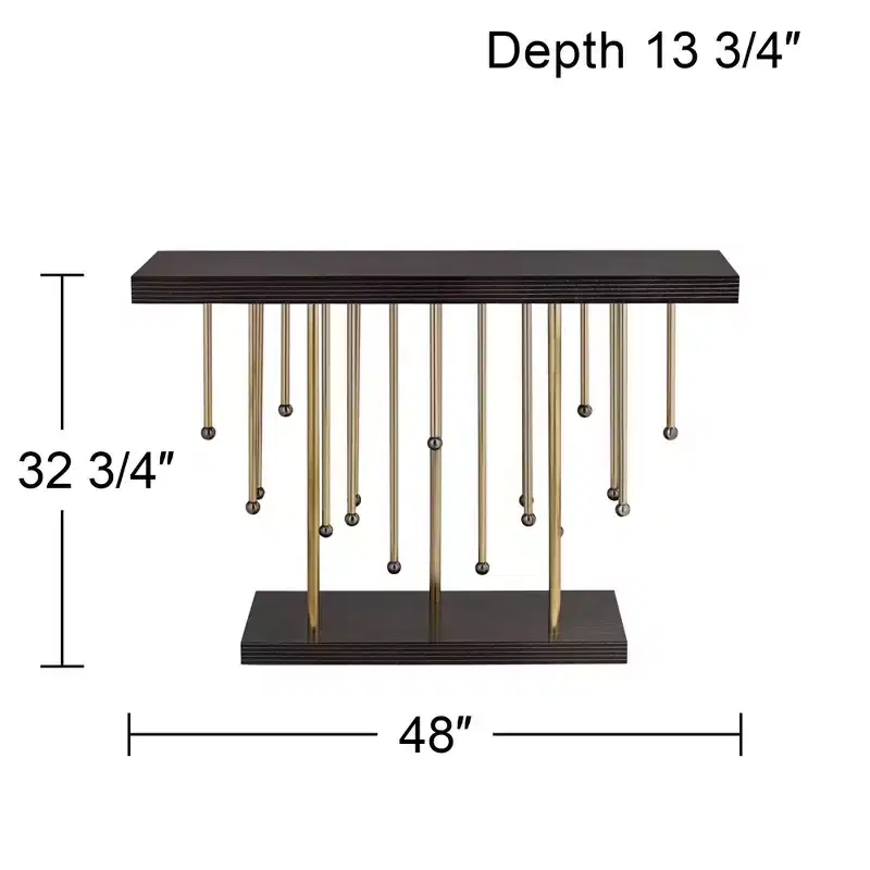 Gold Metal Console Table with Raindrop Strands 48''L x 13.75''W