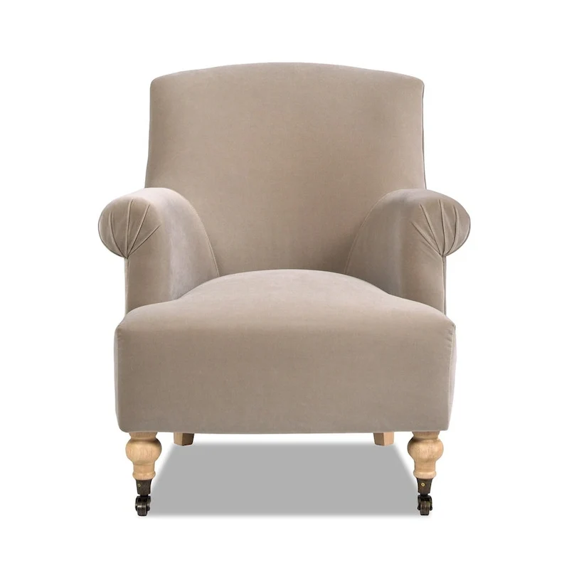 Eloise 30 Transitional Velvet Pleated Sock Arm Accent Chair