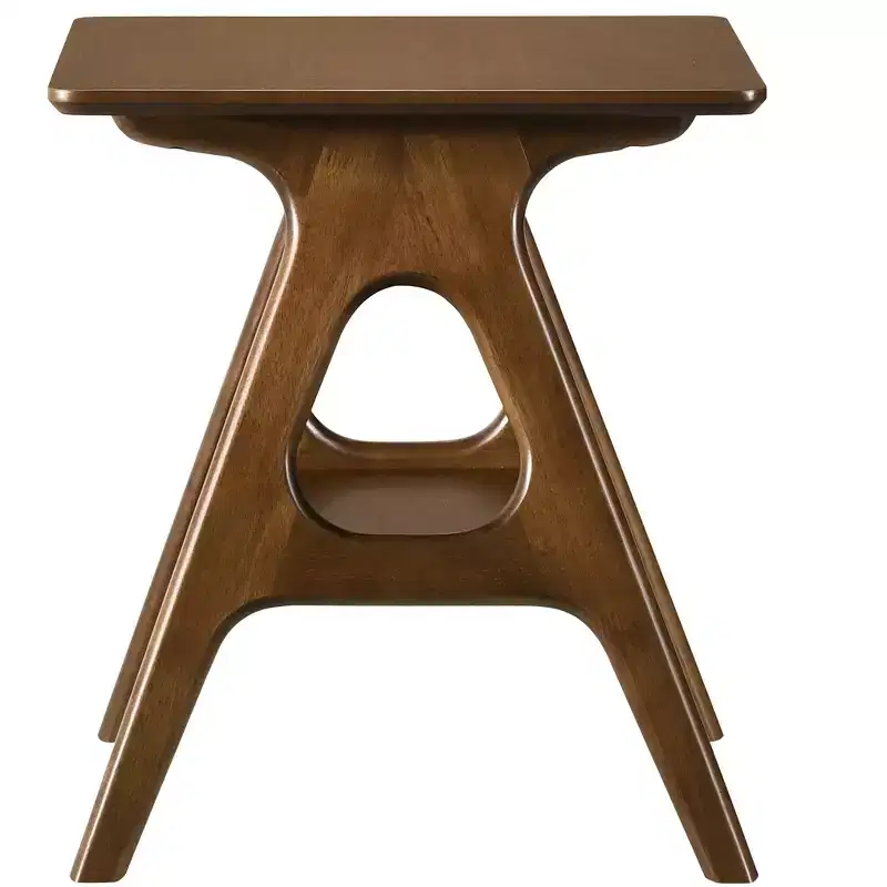 Roundhill Furniture Arona Mid-Century Modern Wood Shelf End Table