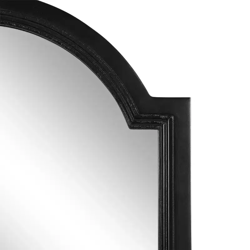 Kate & Laurel All Things Decor 18"x30" Ohara Arch Wall Mirror Black : Traditional Style, Rounded Top, Wall Mounted